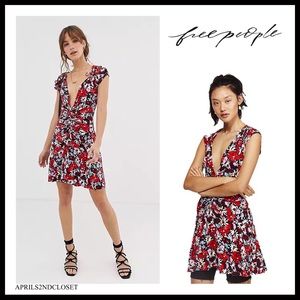 FREE PEOPLE BOHO FLORAL A-LINE MINI DRESS A2C